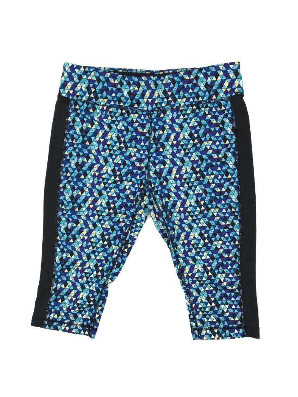 Rainbeau Womens Blue & Black Geometric Print Capri Leggings XL